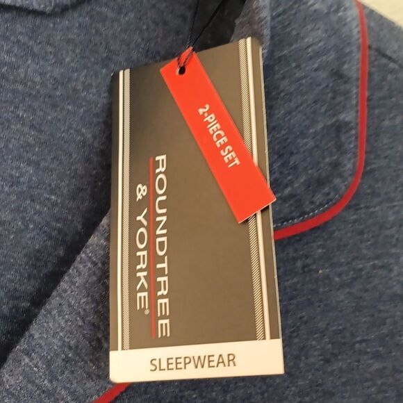 Roundtree & Yorke Mens Long Sleeve Button Down Blue Pajama Set sz S - Picture 6 of 16